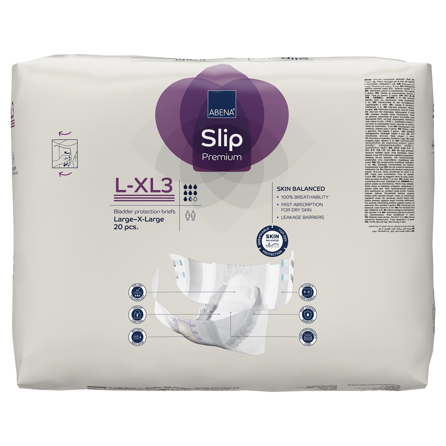 BRIEF, INCONT SLIP FLEX FIT PREM L3-XL3 LG/XLG (20/PK 4PK/CS