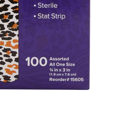 BANDAGE, ADHSV STRIP SAFARI 3/4"X3" (100/BX 12BX/CS)