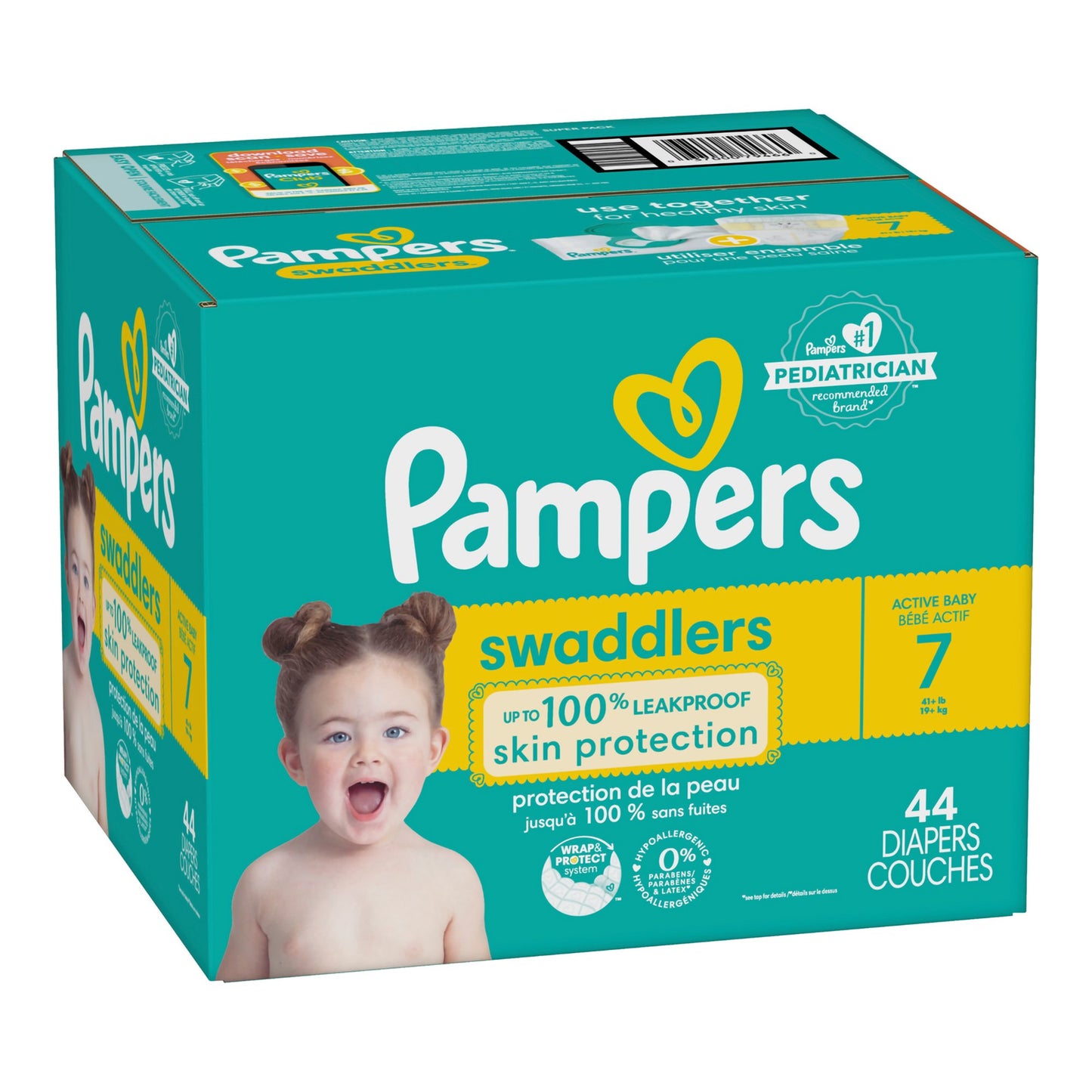 DIAPER, PAMPERS SWADDLERS 41+LBS SZ7 (44/CS)