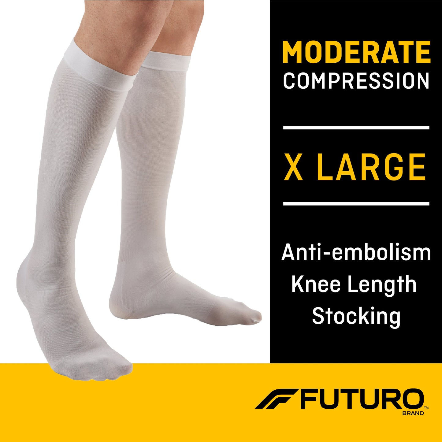 STOCKING, ANTI-EMBOLISM KNEE CLOSED-TOE WHT XLG REG (6PR/CS)