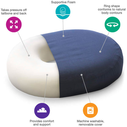 CUSHION, DONUT NAVY BLU 16"