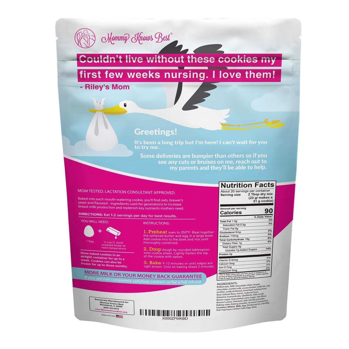 MIX, COOKIE LACTATION OATMEAL CHOCOLATE CHIP 16OZ (40BG/CS)