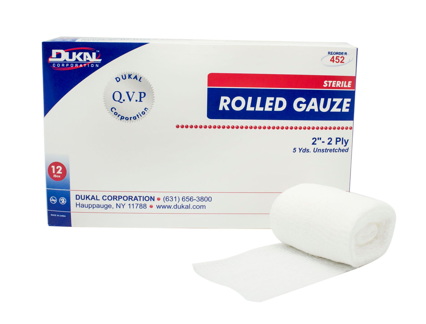 GAUZE, STR ROLLED 2'' (12/BG 8BG/CS)