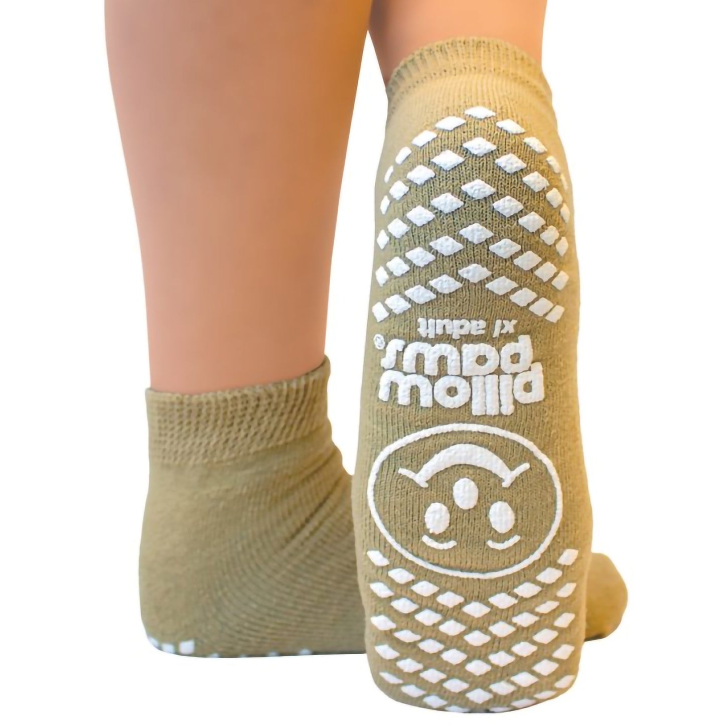 SLIPPER, SOCK PILLOW PAWS TAN XLG (48PR/CS)