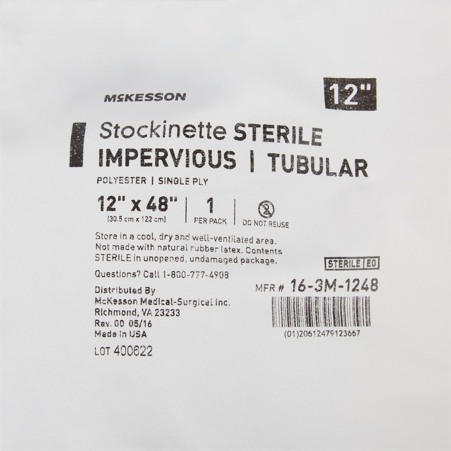 STOCKINETTE, IMPERV STR 12"X48" (10/CS)