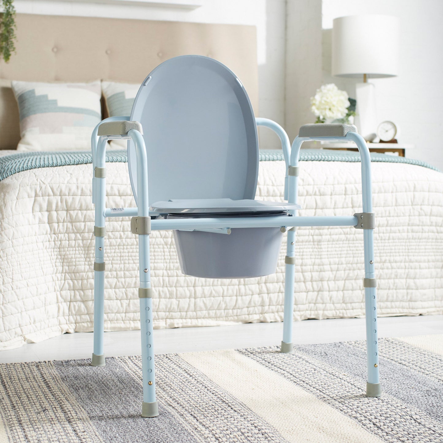 COMMODE, FOLDING STL FRAME BLU350LBS