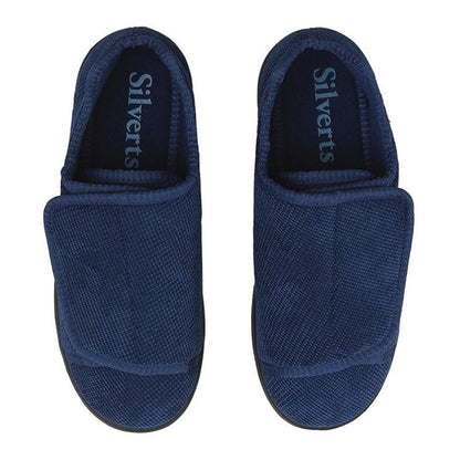 SLIPPER, SILVERTS EASY CLOSURENAVY 2XWIDE SZ6