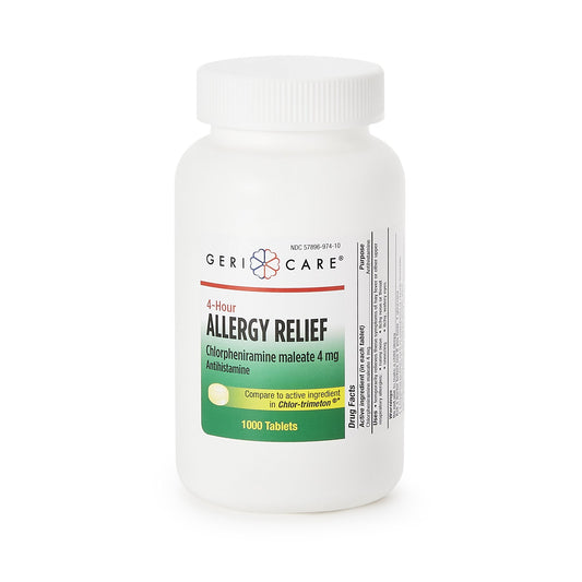 CHLORPHENIRAMINE MALEATE, TAB 4MG (1000/BT 12BT/CS)