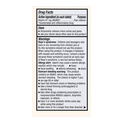 ASPIRIN EC, TAB FT SM LOW STRNTH81MG (180/BT)
