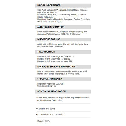 SQWINCHER ZERO, QWIK STIK GRAPE .11OZ (50/PK 10PK/CS)