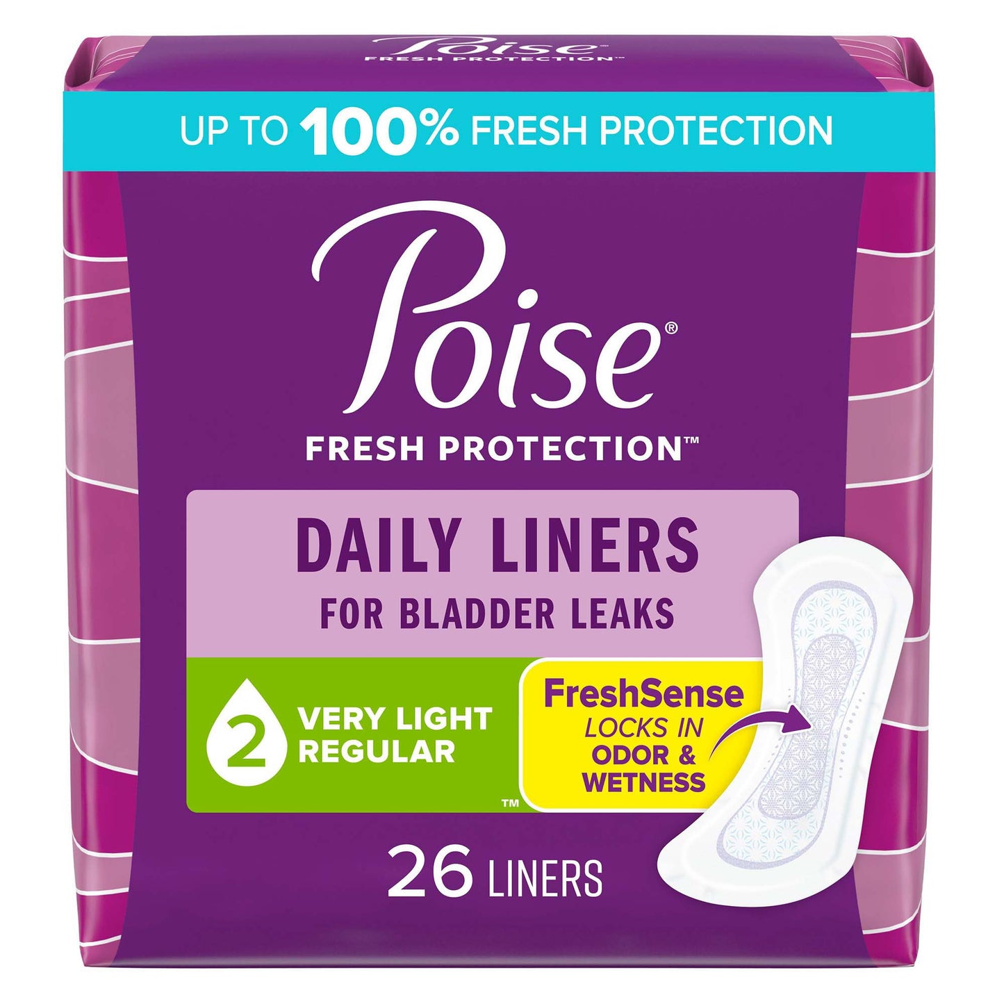 PAD, POISE PANTYLINER VERY LIGHT (26/PK 8PK/CS) KIMCLK