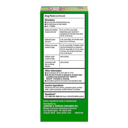 ZYRTEC, SOL ALLERGY CHILDREN GRAPE 24HR 1MG/ML 4OZ