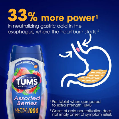 TUMS, TAB CHEW ULTRA 1000 ANTACID ASTD BERRIES (72/BT)