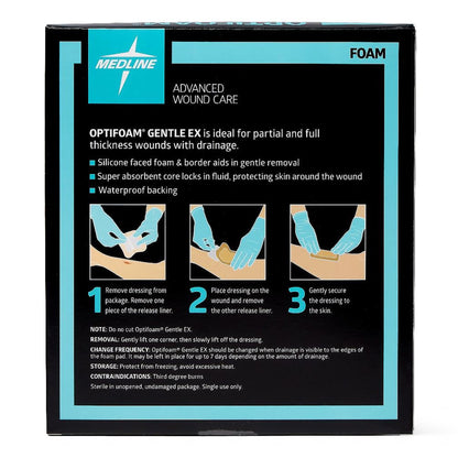 DRESSING, OPTIFOAM GENTLE EX SIL FACED 4"X4" (10/BX 10BX/CS)