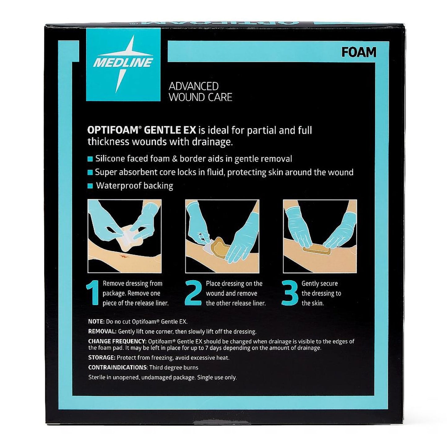 DRESSING, OPTIFOAM GENTLE EX SIL FACED 4"X4" (10/BX 10BX/CS)