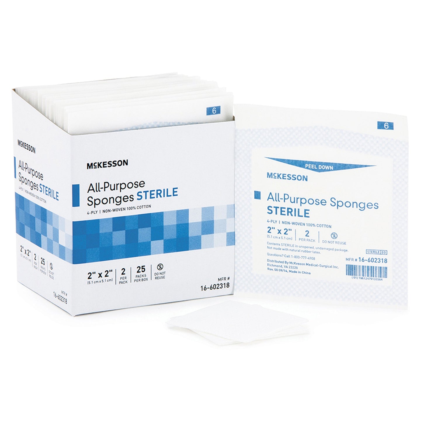 SPONGE, UNIV STR 2X2 4PLY LF (2/PK 25PK/BX 60BX/CS