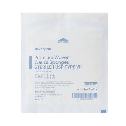 SPONGE, GAUZE TYPE-VII 12PLY STR 4"X4" (1/PK 50/BX 24BX/CS)