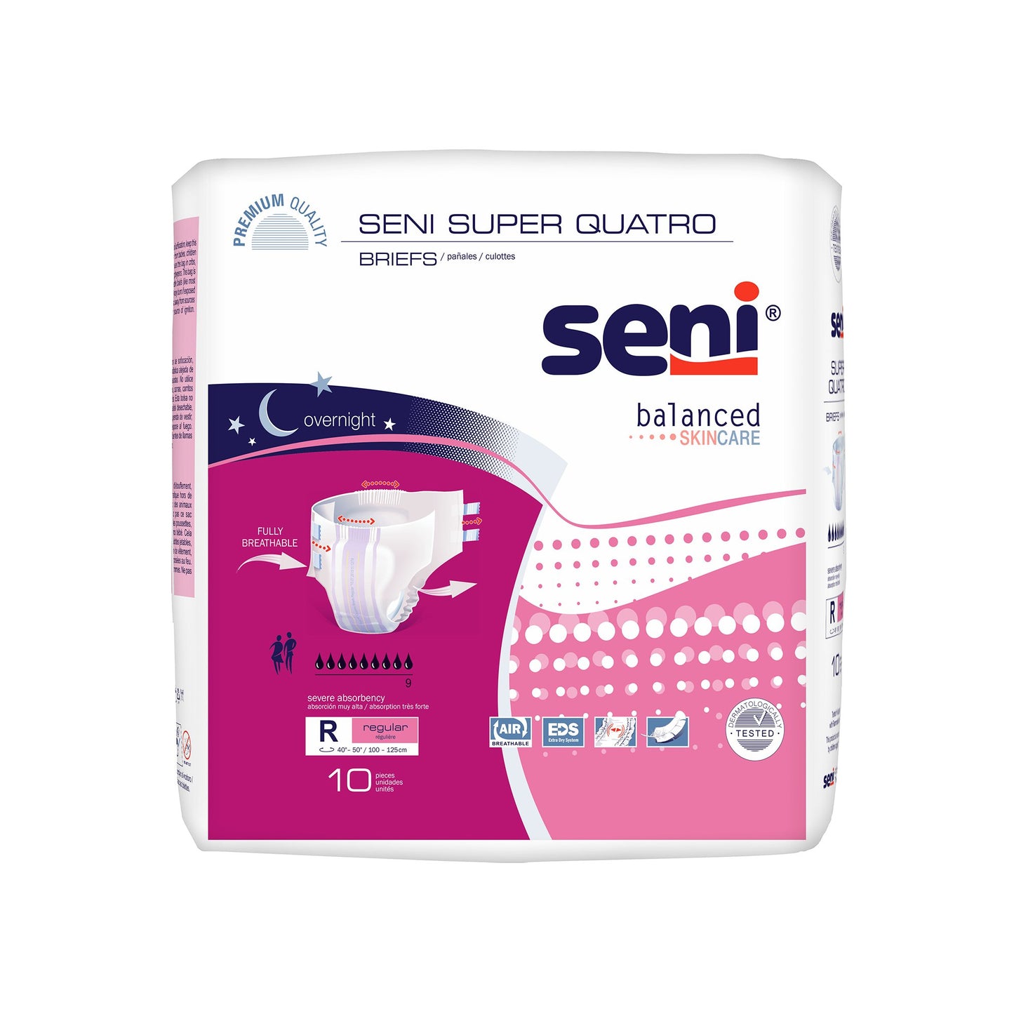 BRIEF, INCONT SENI SUPER QUATRO REG 40"-50" (10/PK 4PK/CS)