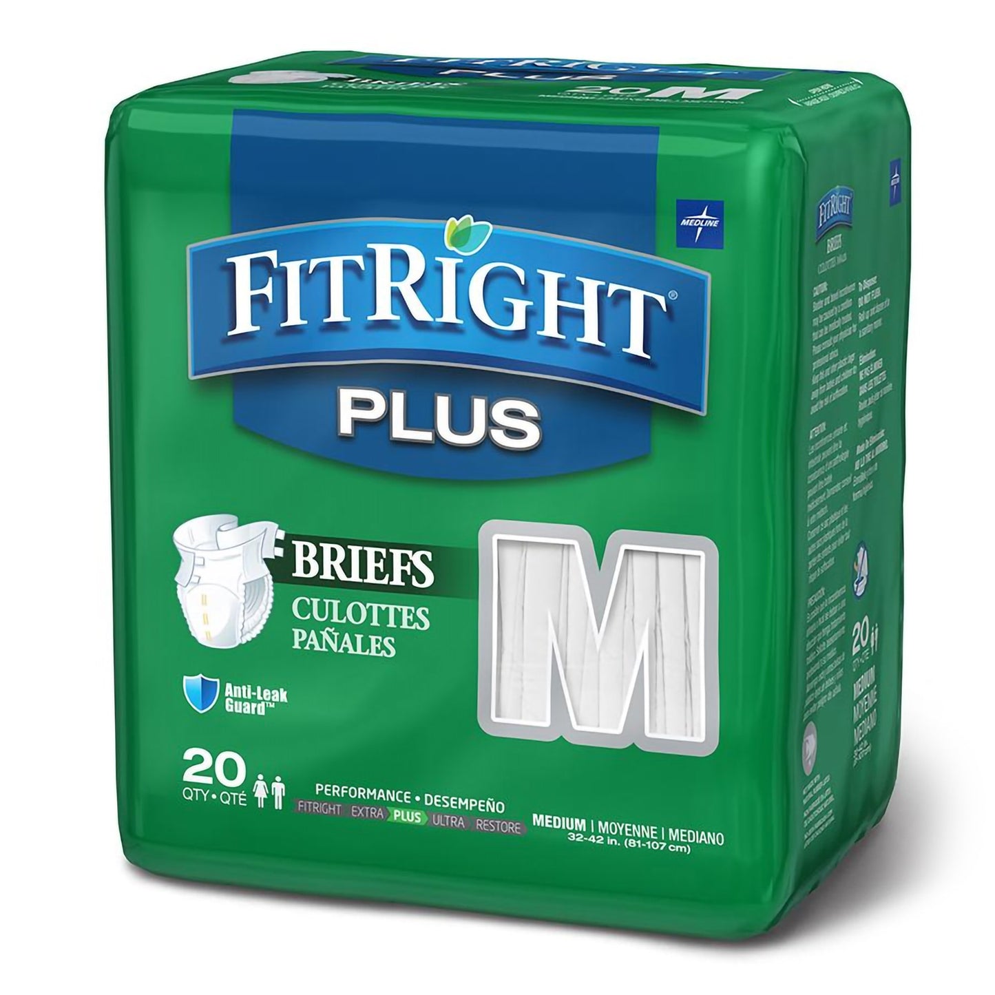 BRIEF, CLOTH LIKE FITPLUS MED 32-42" (20/BG 4BG/CS)