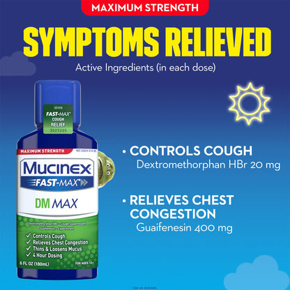 MUCINEX DM, LIQ FAST-MAX 100-5MG/5ML CHERRY 6OZ