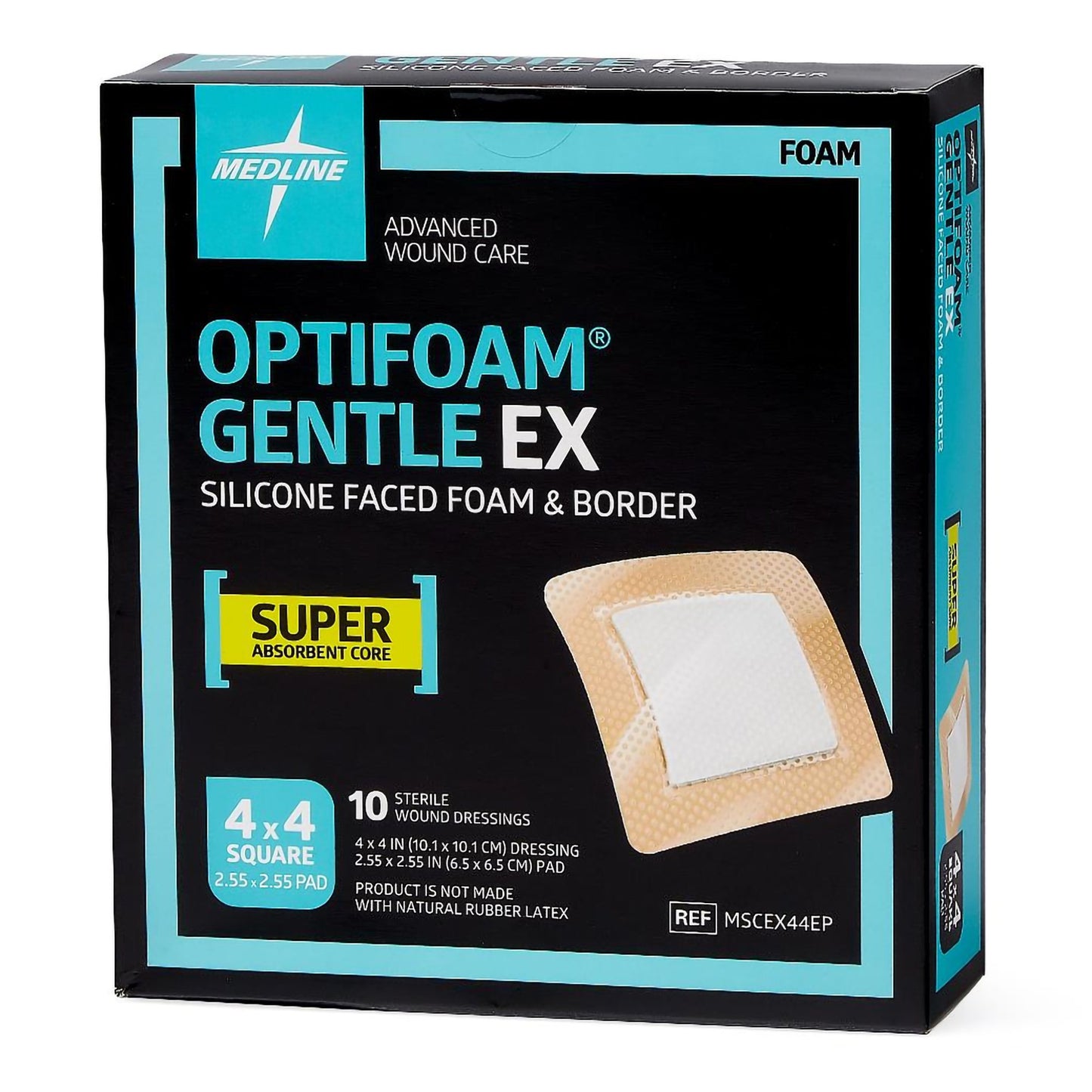 DRESSING, OPTIFOAM GENTLE EX SIL FACED 4"X4" (10/BX 10BX/CS)