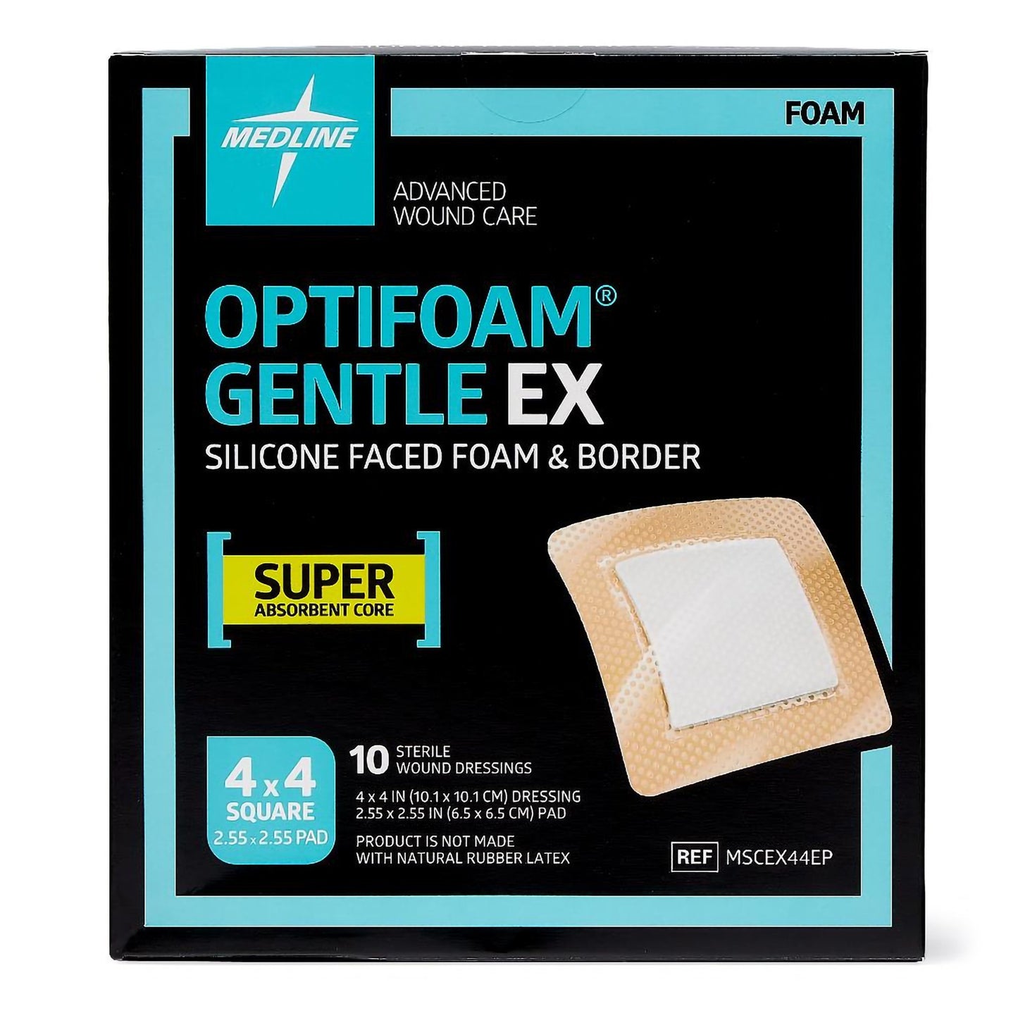 DRESSING, OPTIFOAM GENTLE EX SIL FACED 4"X4" (10/BX 10BX/CS)