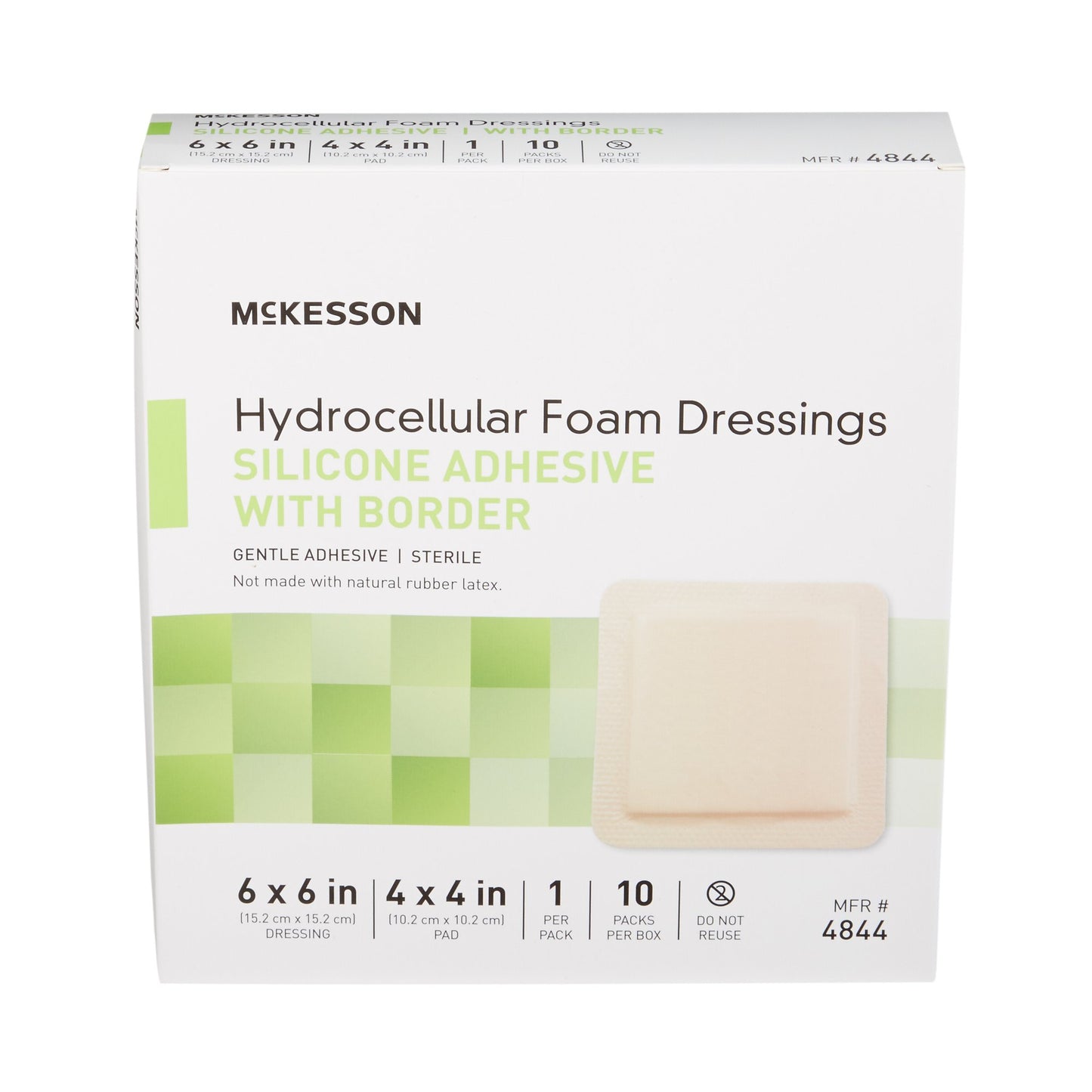 FOAM, ADH SIL W/BORDER 6"X6" (10/BX 20BX/CS)