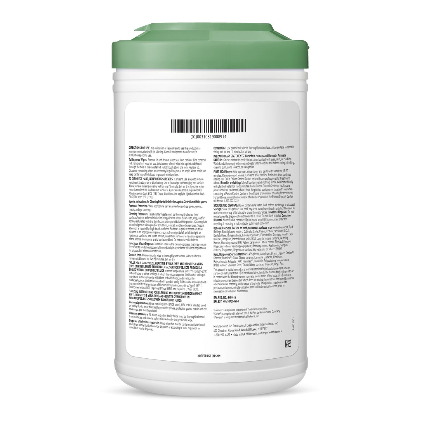 WIPE, GERMICIDAL SANIHYPERCIDE65 XLG (6/CS)