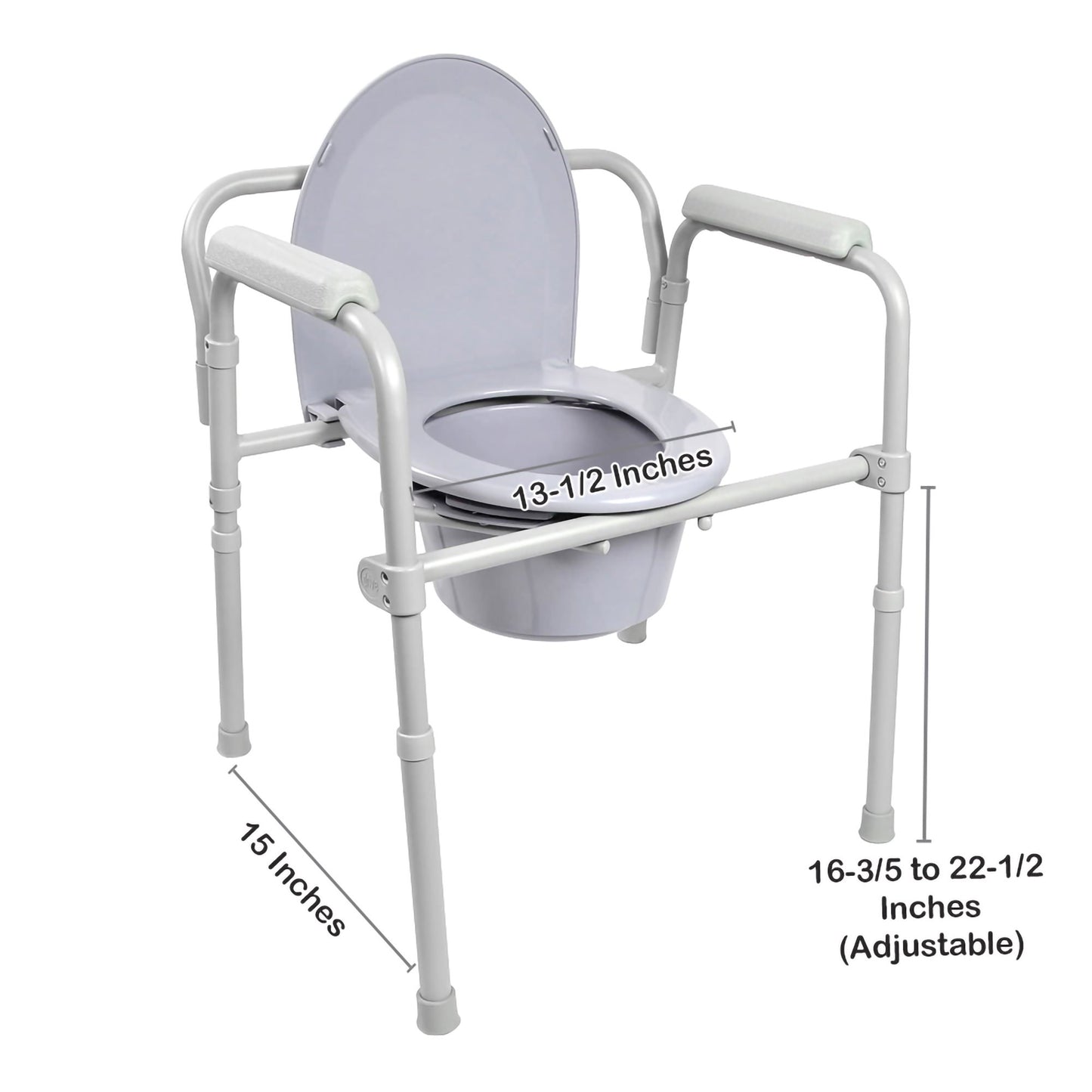 COMMODE, FOLDING STEEL FRAME 350LBS
