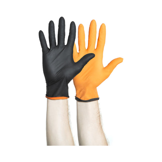 GLOVE, EXAM NTRL MED N/S BLK/ORG (150/BX 10BX/CS)