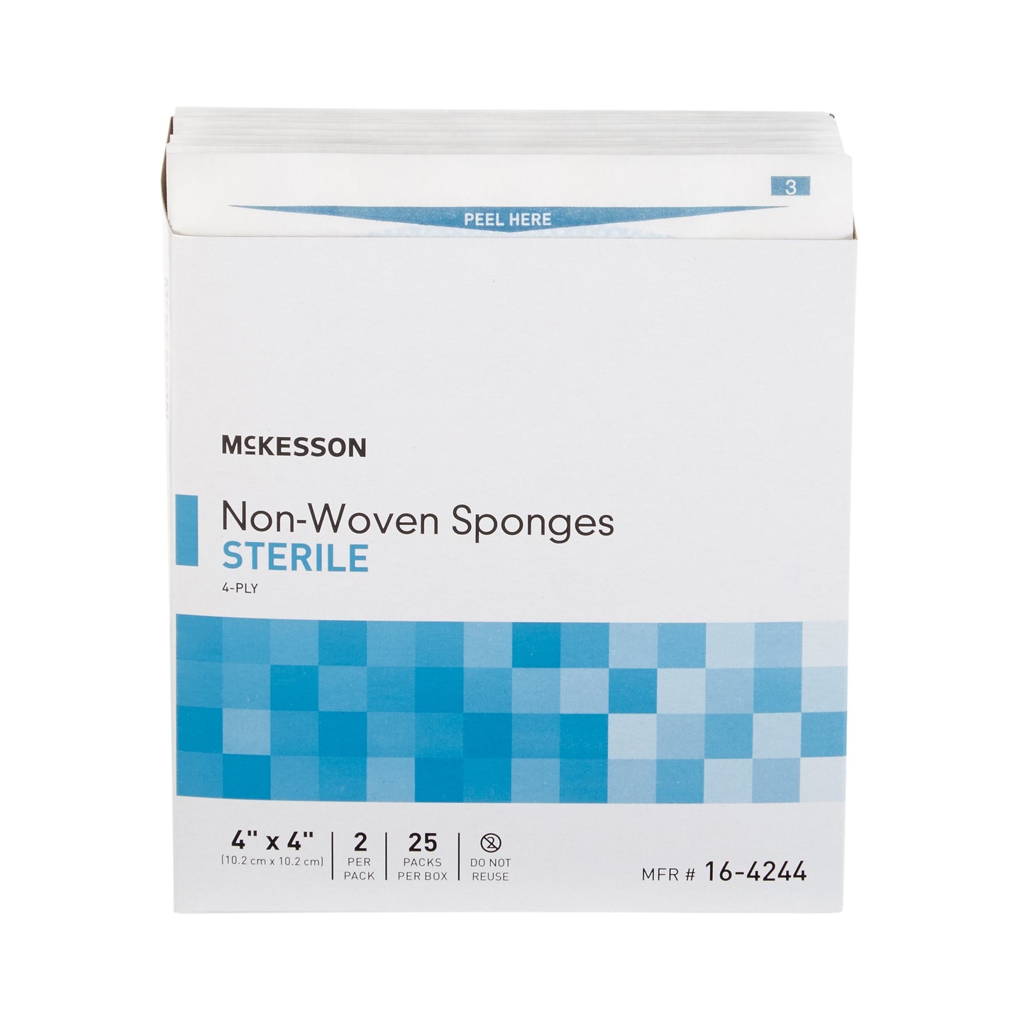 SPONGE, N/WOVN 4PLY 4"X4" STR 2'S (25PK/BX)