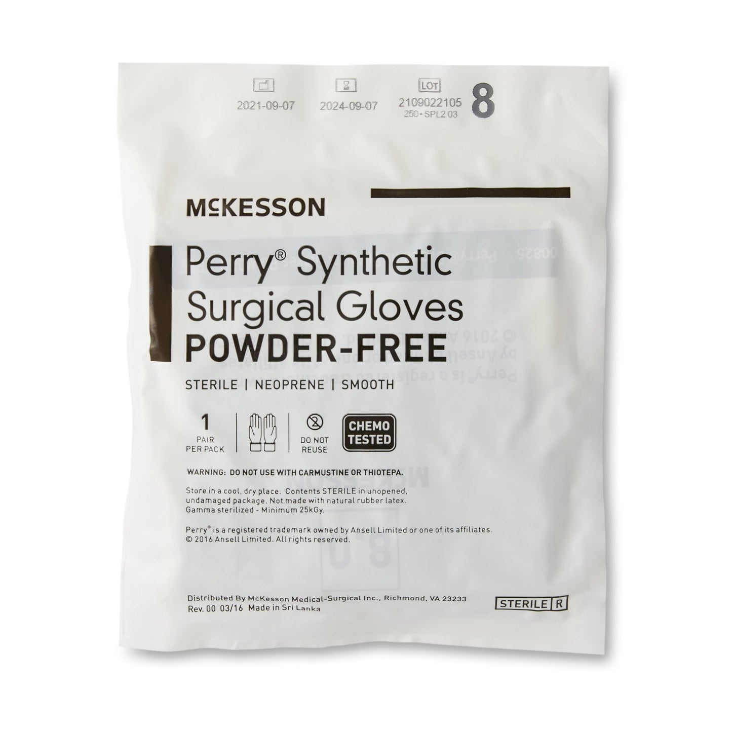 GLOVE, SURG NPRN 8.0 STR2 SMTHCHEMO (50PR/BX 4BX/CS)