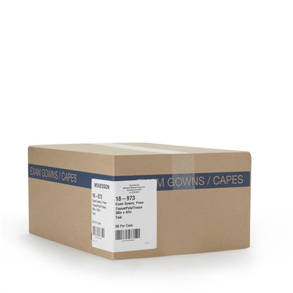 GOWN, EXAM T/P/T F/B OPN TEAL 30X42 (50/CS)