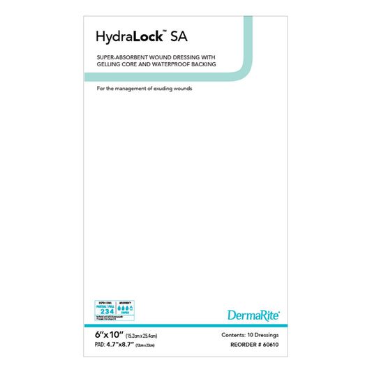 DRESSING, HYDRALOCK SUPER ABSORBENT 6"X10" (10/BX)