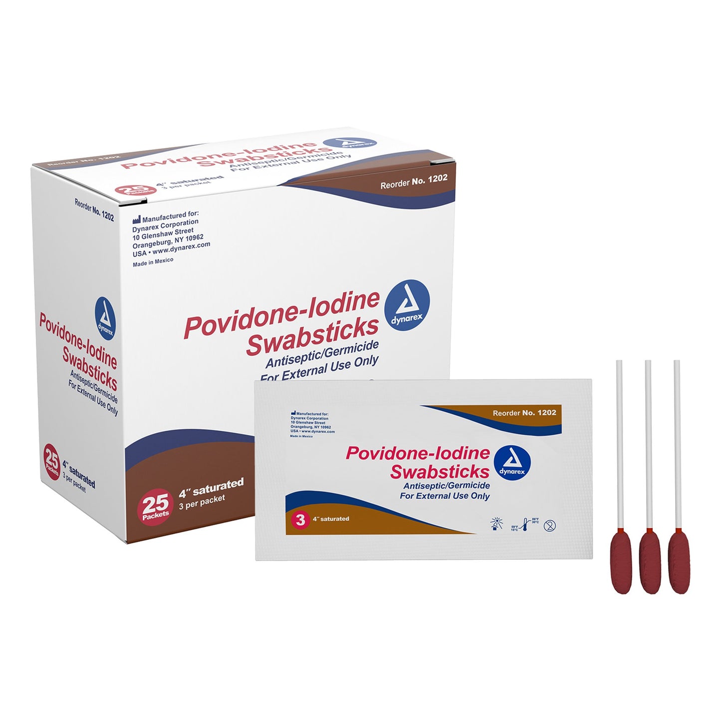 SWABSTICK, PVP (3/PK 25/BX 10BX/CS)