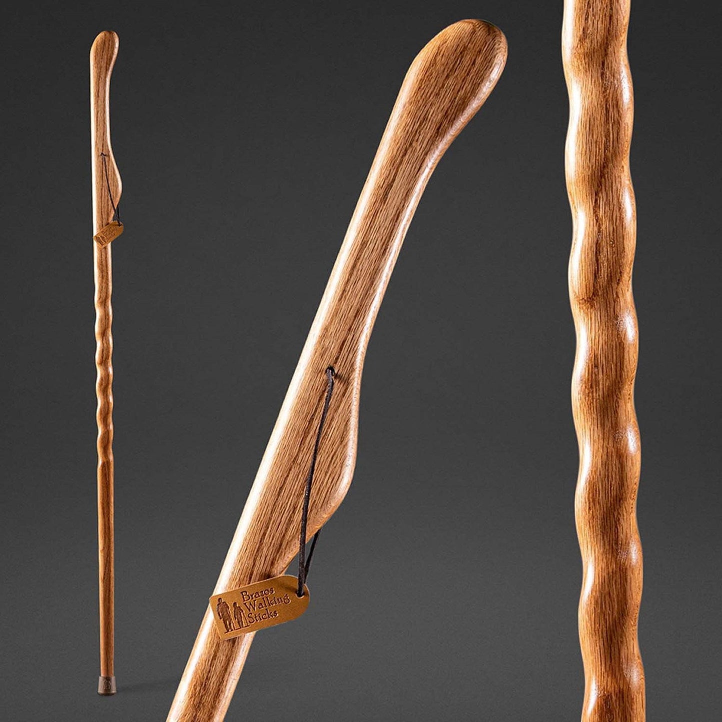 STICK, WALKING WOOD BRAZOS 55 TWISTED OAK HITCHHIKER TAN 55"