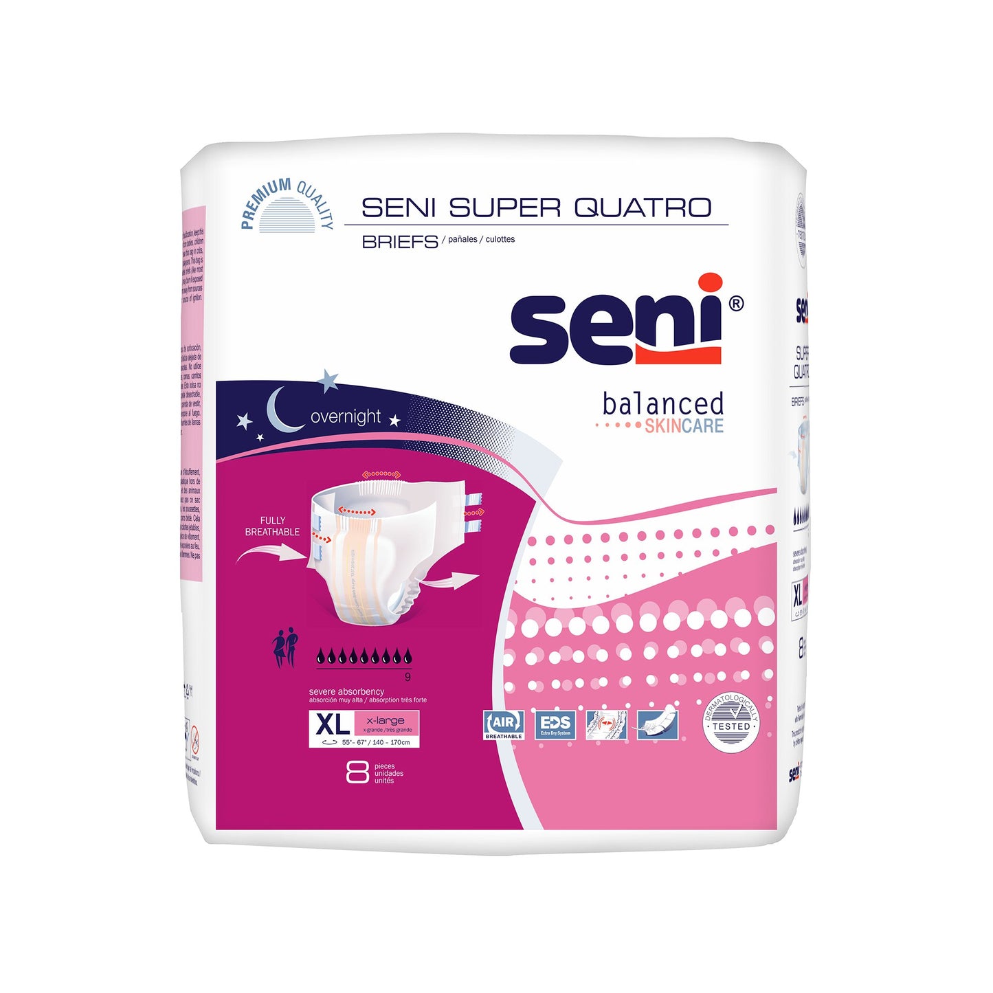 BRIEF, INCONT SENI SUPER QUATRO XLG 55"-67" (8/PK 4PK/CS)