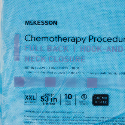 GOWN, CHEMO FULL BCK HOOK&LOOPCLSR AAMI 2 2XLG (10/BG 3BG/C