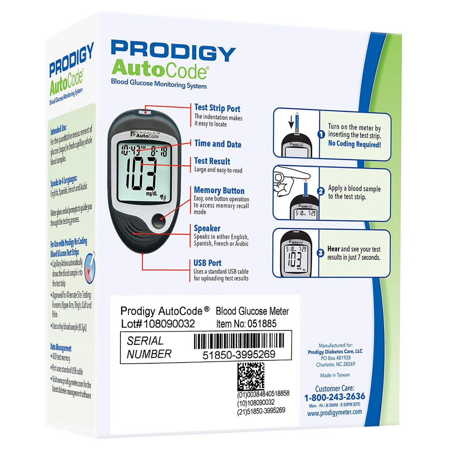 METER, BLD GLUC TALK PRODIGY AUTO CODE (10/CS)