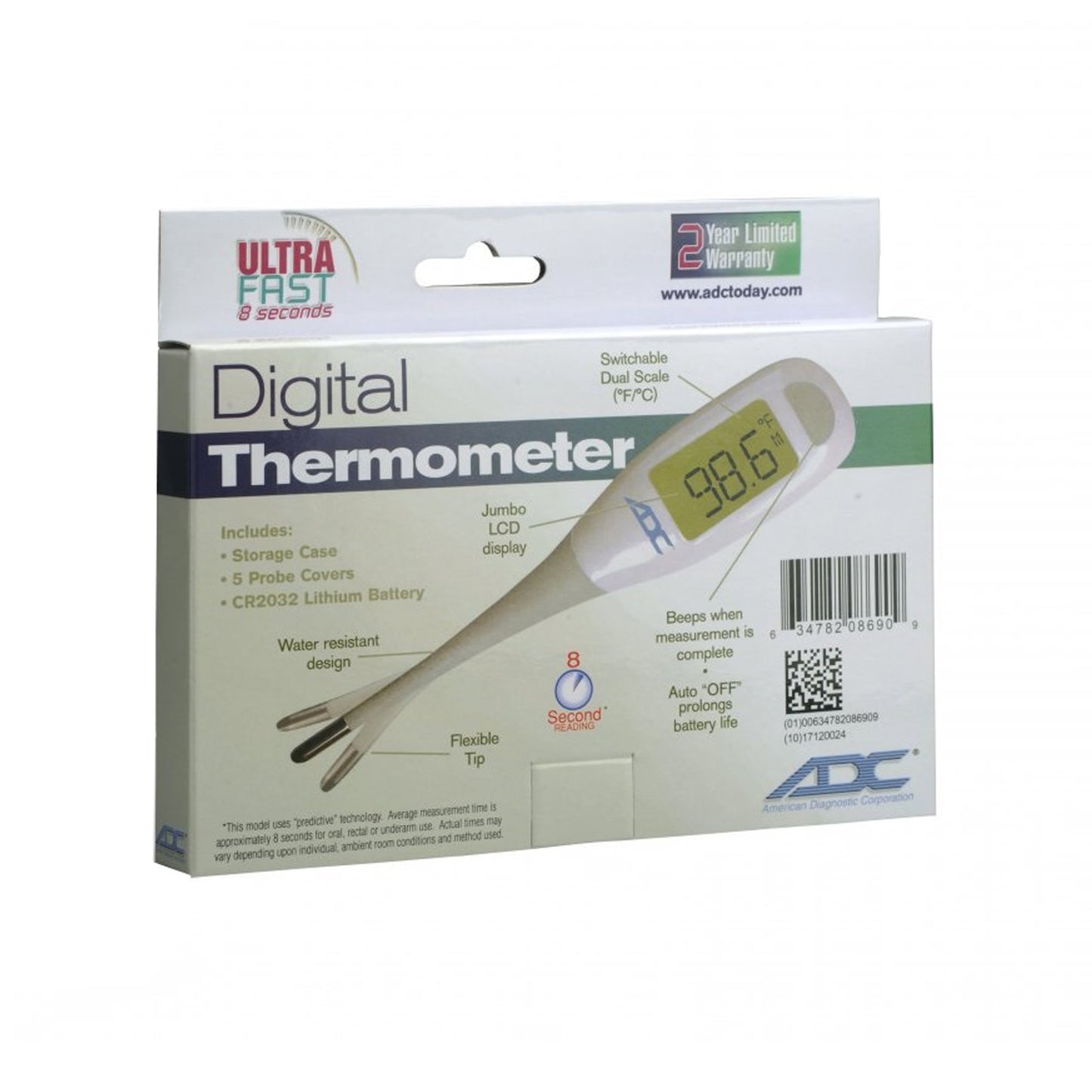 THERMOMETER, DIGITAL 8SECOND (12/PK)