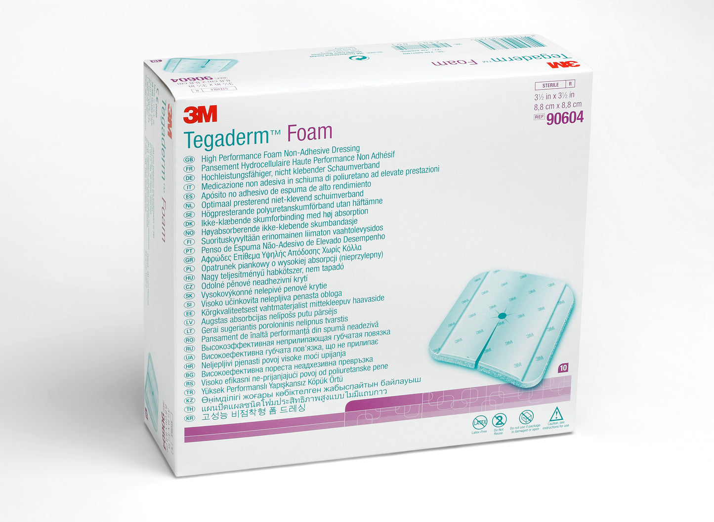 DRESSING, TEGADERM FOAM 3 1/2"X3 1/2" (10/BX 4BX/CS)