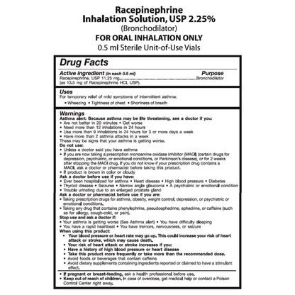 RACEMIC EPI S2, SOL INH 2.25% 0.5ML (30/CT)