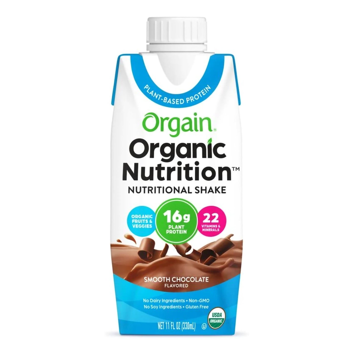 SHAKE, NUTRITIONAL ORGANIC VEGAN SNGL CHOCOLATE 11OZ (12/CS)