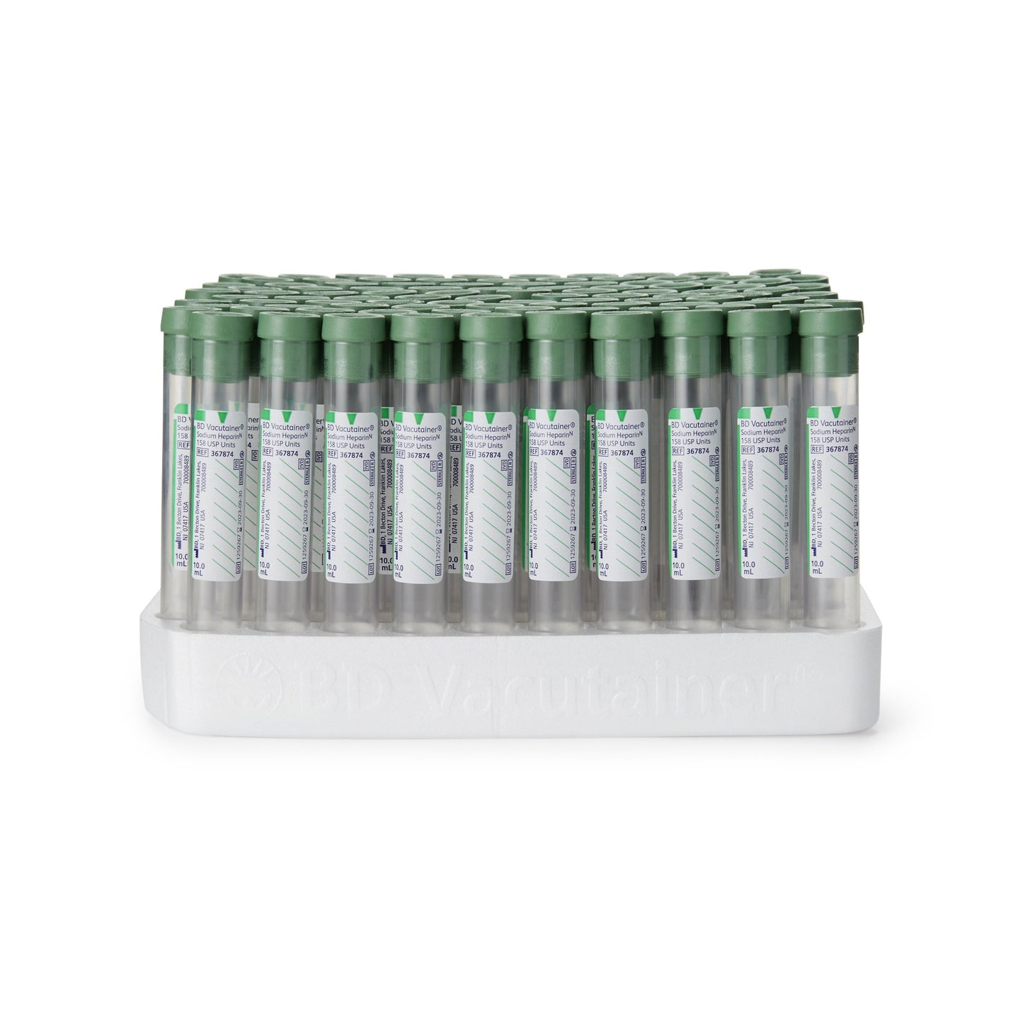 TUBE, BLD COL SODHEP GRN 10ML PLAS VACUTAINER (100/BX 10BX/C
