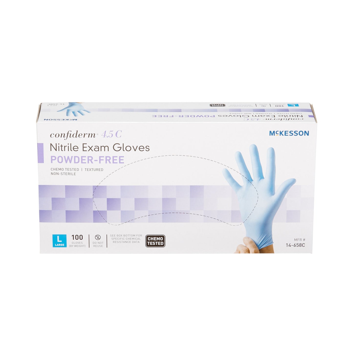 GLOVE, EXAM NTRL LG N/S CHEMO 4.5C (100/BX 10BX/CS)