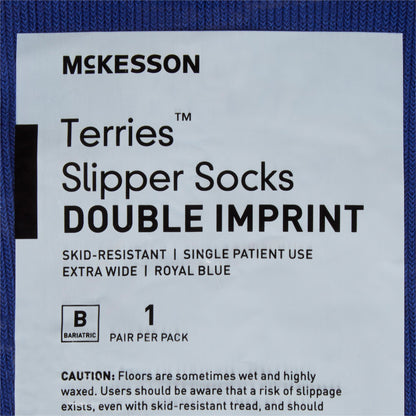 SLIPPER, TERRY DBL IMPRINTED ADLT XWIDE RBLU (48PR MGM40