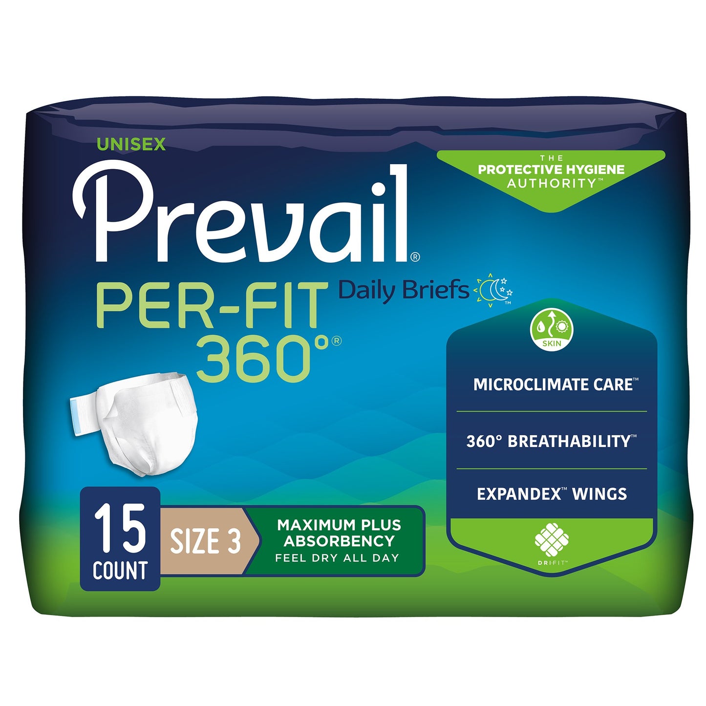 BRIEF, PREVAIL PER-FIT MAX+ ABSRB SZ3 58"-70" (15/PK 4PK/CS)