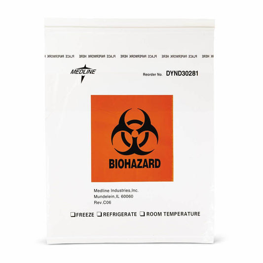 BAG, SPECIMEN BIOHAZARD ZIP STYLE 12"X15" (100/PK 5PK/CS)