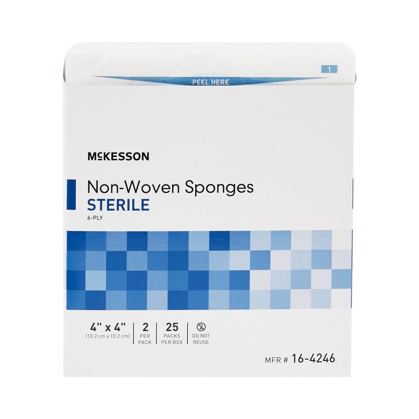 SPONGE, N/WOVN 4"X4" 6PLY STR (2/PK 25PK/BX)