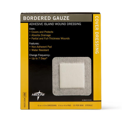GAUZE, BORDERED STR 6"X6" (15/BX 10BX/CS)